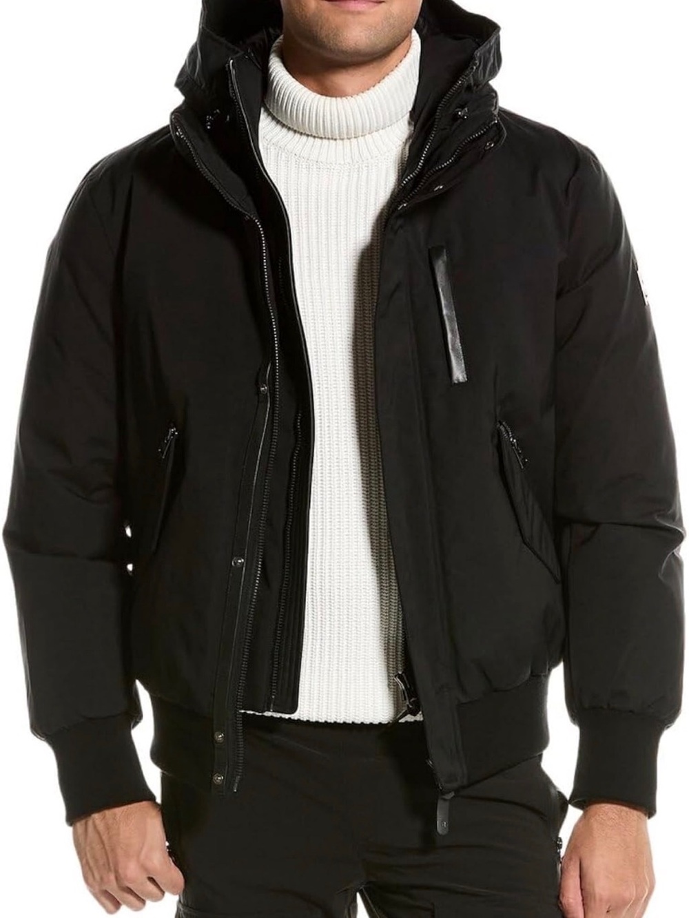 Mackage Black Hooded Bomber Jacket
